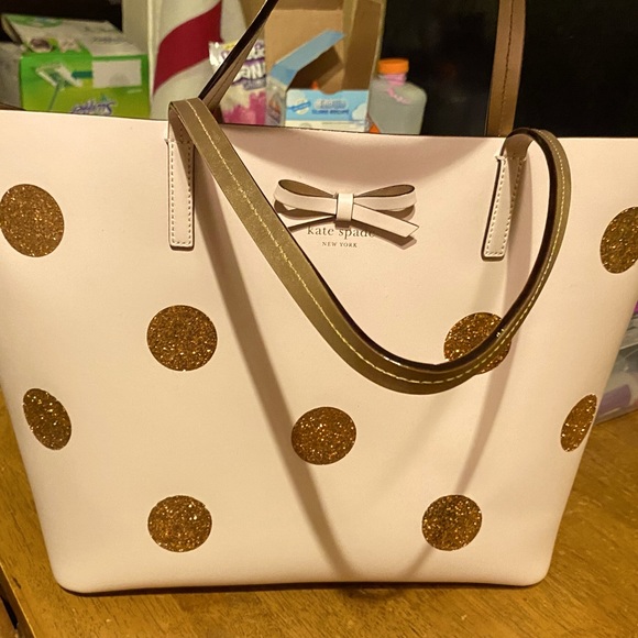 kate spade Handbags - Kate spade bag, light pink with glittery dots.